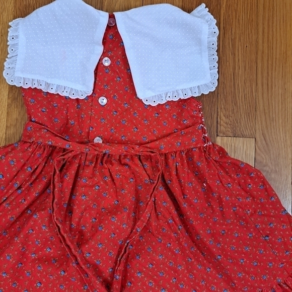 Vintage Girls Size 5 Polly Flinders Hand Smocked Dress Embroidered Sleeveless - Picture 8 of 10